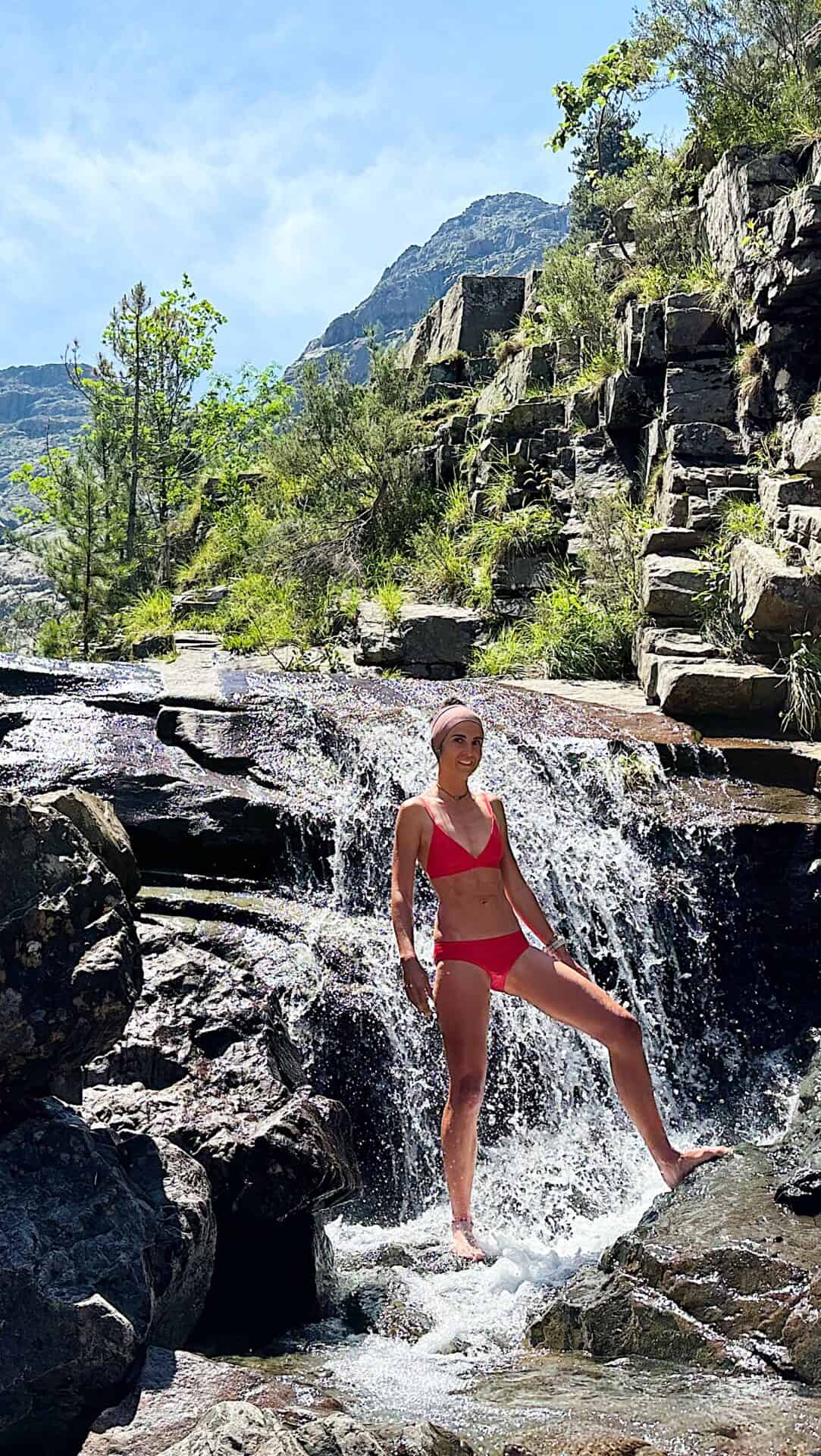 Hiker refreshing on the GR 20 trail in Corsica