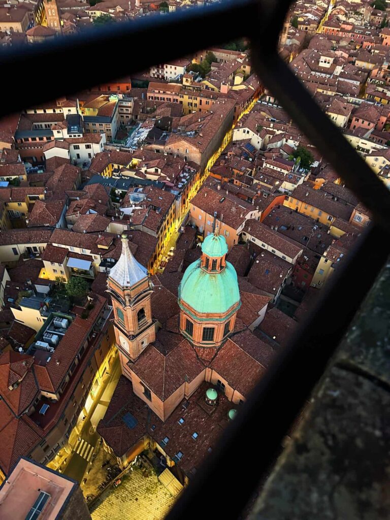 view from the city of bologna from the Torre degli asinelli