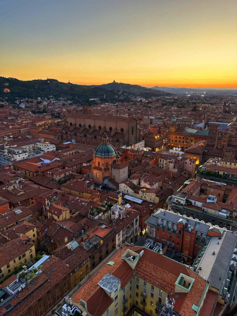 view of the city of bologna from the Torre degli asinelli